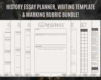 History Essay Planner, Outline Template & Marking Rubric Bundle, College University School Printable | Homework, Assignment, History Essay