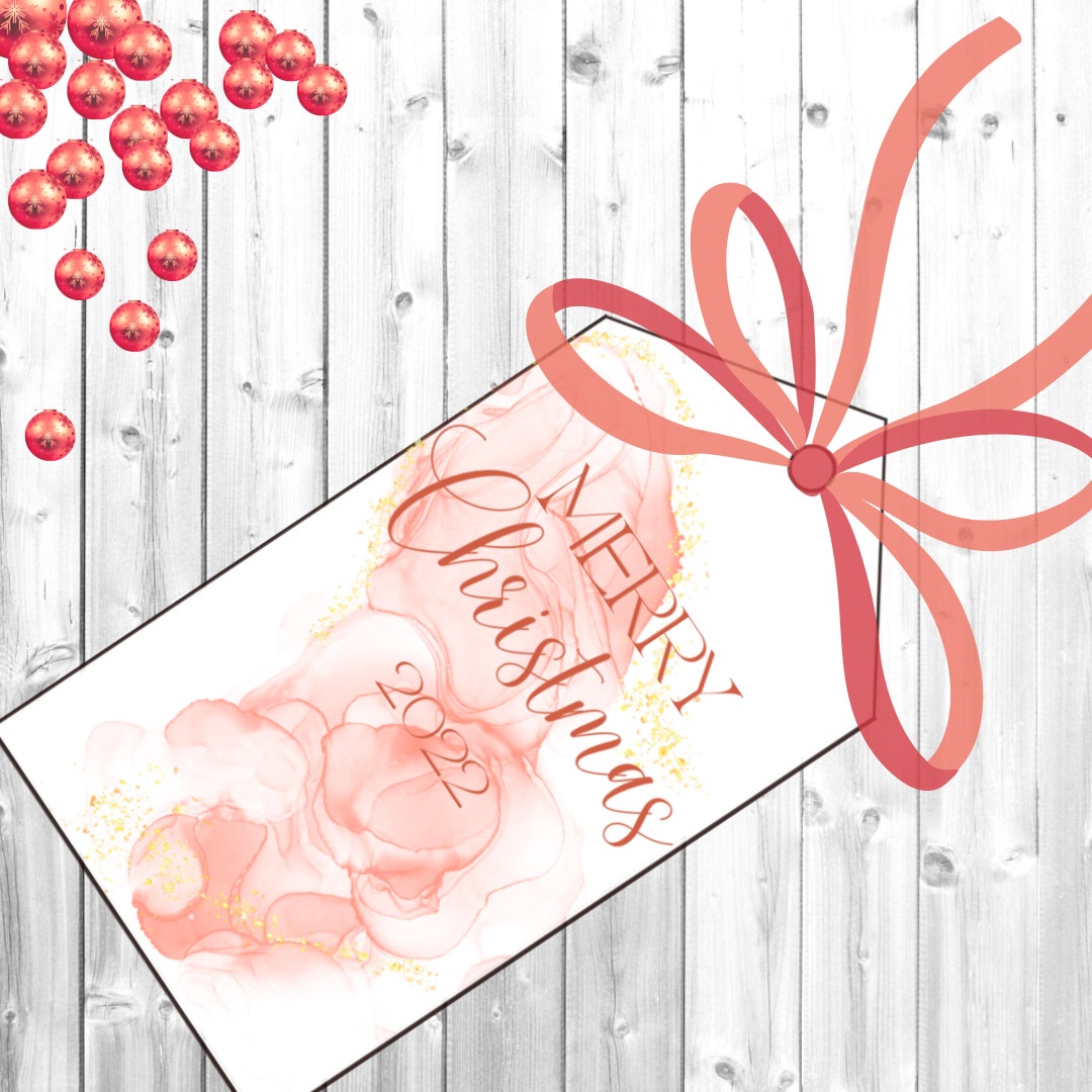 Merry Christmas Gift Tag Printable Printable Pink Christmas - Etsy