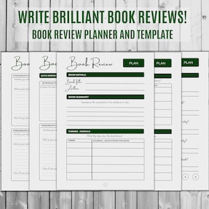 Book Review Planner, Template & Structure Guide | College University School | Printable Worksheet | Homework, Essay, Analysis, Book Review