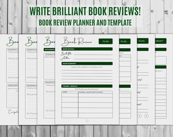 Book Review Planner, Template & Structure Guide | College University School | Printable Worksheet | Homework, Essay, Analysis, Book Review