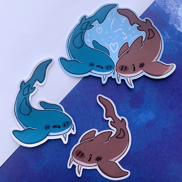 Nurse Shark Couple || Water-Resistant/Waterproof 3in. Vinyl Sticker Set