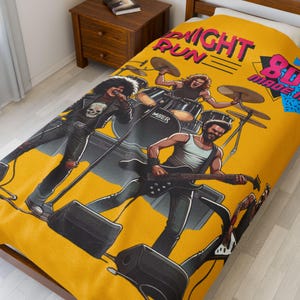Rockin&#39; 80&#39;s Velveteen Plush Blanket | Cozy Throw for Music Lovers, Retro Gifts, Home Decor, Concert Night, Vintage Rocker Style