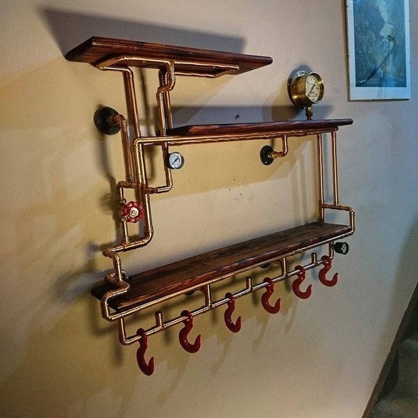 Boulton Steampunk shelving unit - Retro Industrial wall art