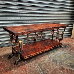 Steampunk coffee Table - Retro Industrial art