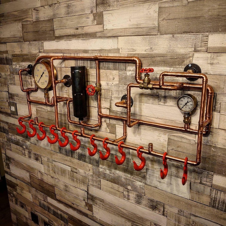 Steampunk Coat Rack - Retro Industrial Wall Art - Etsy