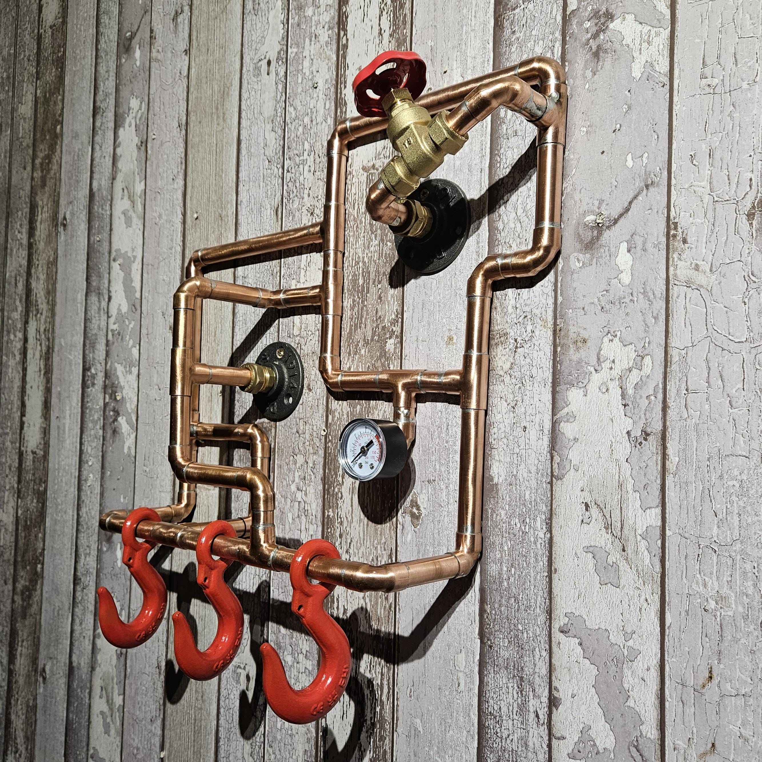 Steam Punk Rear Back Rack Steampunk Coat Rack Retro Industrial Wall Art - Pipe Style, Rustic ...