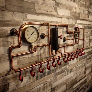 Steampunk Coat Rack - Retro Industrial wall art