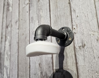 Steampunk Magnetic Soap Holder, industrial pipe bathroom decor