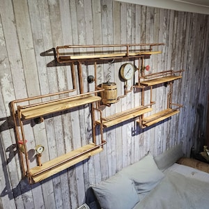 The Hounsbar Steampunk Shelving Unit - Retro Industrial wall art Home Bottle Storage