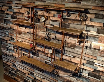 Estantería Steampunk Wallis - Arte mural industrial retro