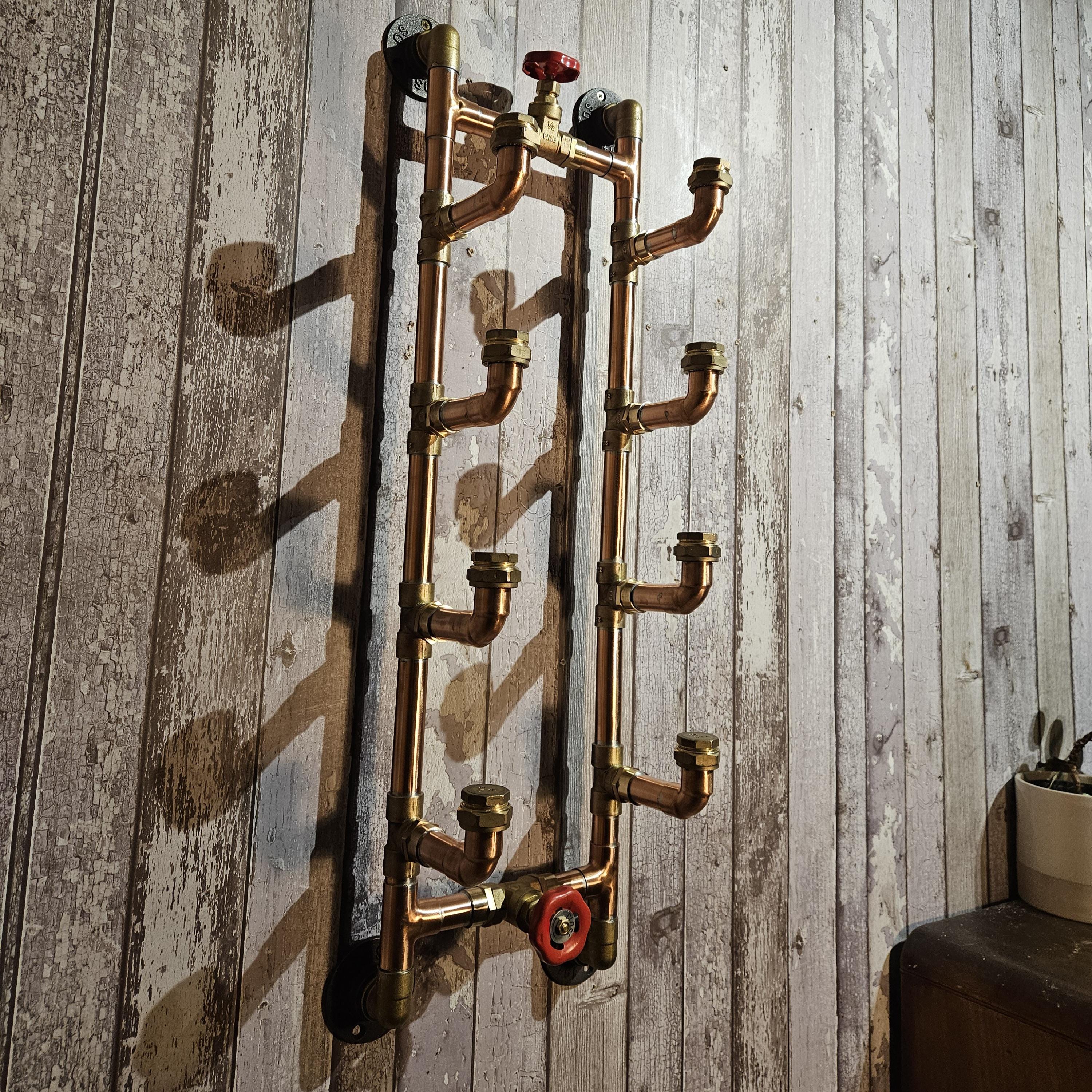 Steampunk Rack Industrial Brass Copper Wine Rack, Steampunk Wall Mounted Bar Storage ...
