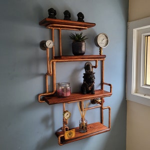 The Stephenson Steampunk  Shelving Unit- - Retro Industrial wall art