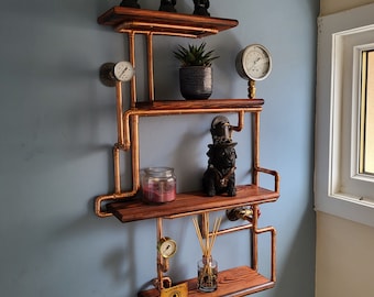 The Stephenson Steampunk  Shelving Unit- - Retro Industrial wall art