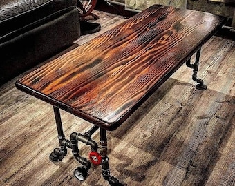 Vintage Steampunk Coffee Table - Industrial Chic Home Art