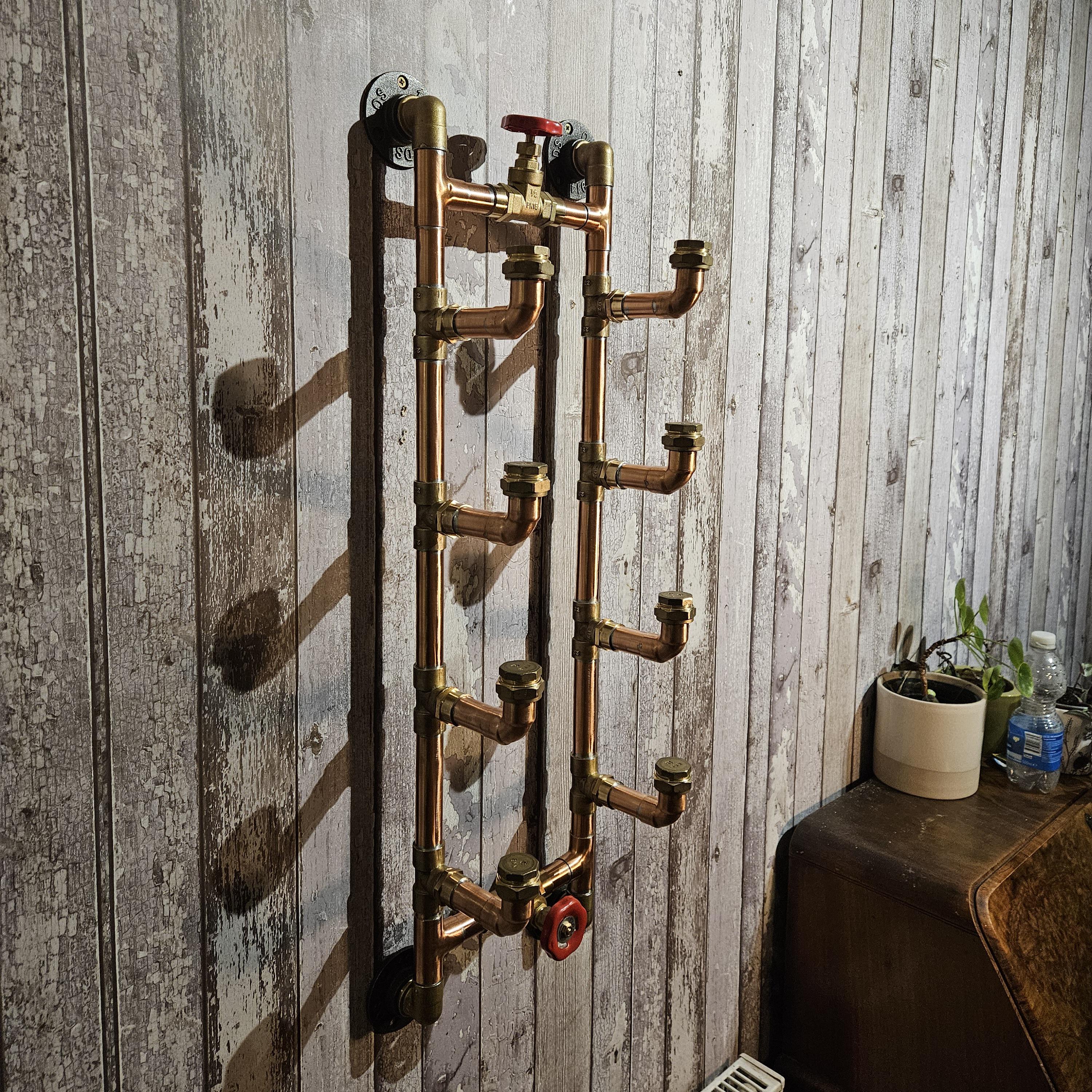 Steampunk Rack Industrial Brass Copper Wine Rack, Steampunk Wall Mounted Bar Storage ...
