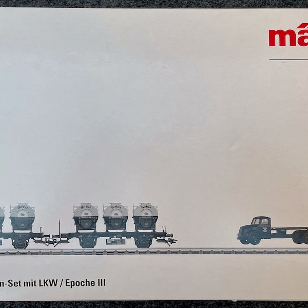 Märklin Ho-Scale #48947 Set Of 2 Flat Cars German Federal Railroad DB Behalterwagen Set With Lkw Truck with 3 type Efkr Pa containers