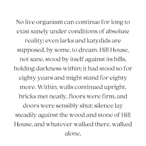 The Haunting of Hill House Opening Lines Digital Literary Art Print | Book Quotes | Literary Prints | Instant Download