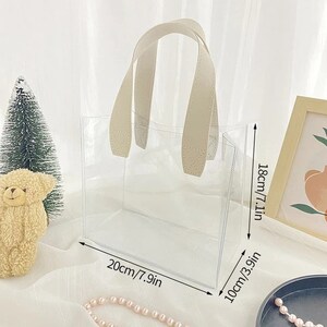 5pcs Clear Transparent Gift Tote Bags Floral Design Bag Perfect for Wedding Favors, Birthday Gifts, Corporate Events, Picnics image 8