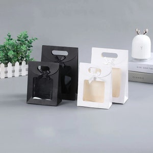 Rustic White Gift Bags | 8” x 4.75” x 10” Sized Off White Bags | Off White  Kraft Shadow Stripe Shopping Bags | Boho Favor Bags