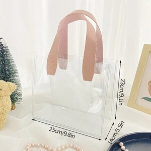 5pcs Clear Transparent Gift Tote Bags Floral Design Bag Perfect for Wedding Favors, Birthday Gifts, Corporate Events, Picnics image 7