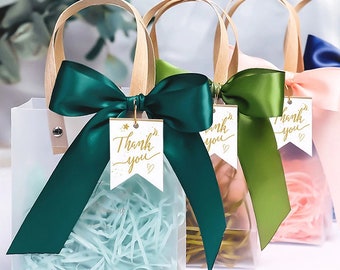 5pcs Transparent Gift Bags with Bow Ribbon / Souvenir Tote Bag  /Wedding Favors for Guests / Candy Boxes Birthday Party Distributions Bags