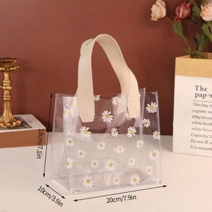 5pcs Clear Transparent Gift Tote Bags Floral Design Bag Perfect for Wedding Favors, Birthday Gifts, Corporate Events, Picnics image 4