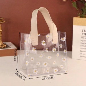 5pcs Clear Transparent Gift Tote Bags Floral Design Bag Perfect for Wedding Favors, Birthday Gifts, Corporate Events, Picnics image 5