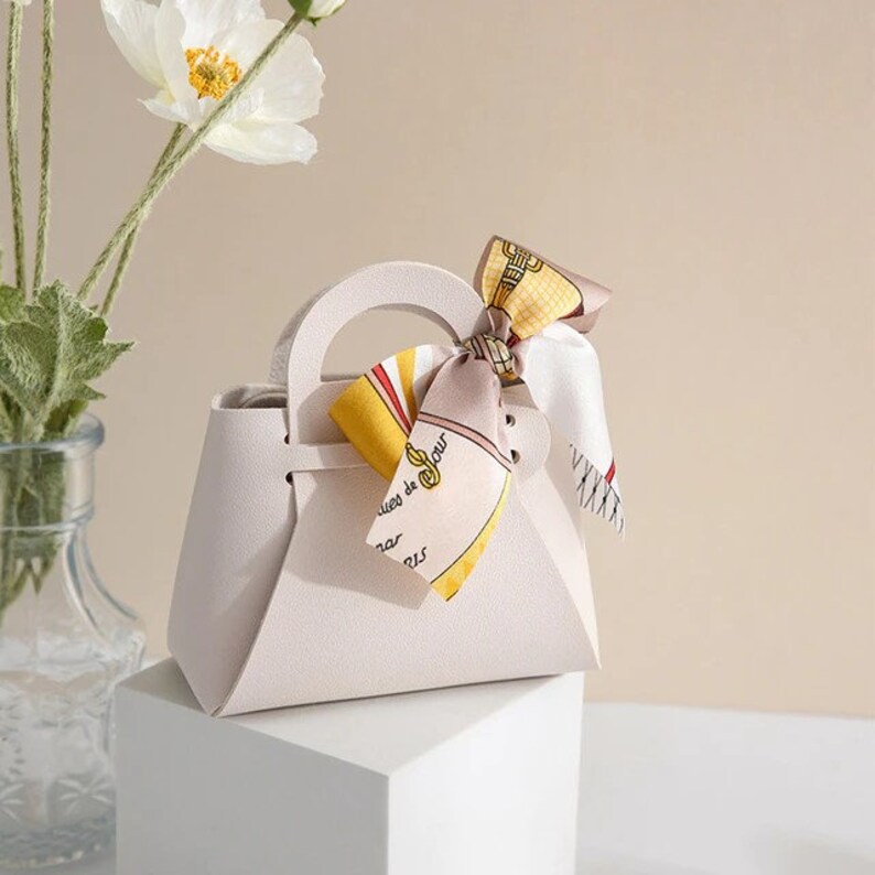 10pcs Leather Gift Bags With Bow Ribbon Packaging Bag Wedding Etsy