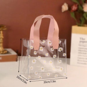 5pcs Clear Transparent Gift Tote Bags Floral Design Bag Perfect for Wedding Favors, Birthday Gifts, Corporate Events, Picnics image 2