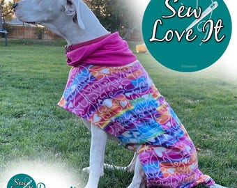 Large Dog fleece turtle neck sweater jacket, Personalized Embroidered gift-for Great Danes or large breed, Dog Mom, custom pet gift for dogs