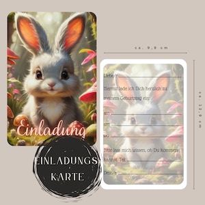 Children's birthday invitation, birthday invitation, customizable, 5/10 invitation cards, bunny, children's birthday, bunny, DinA6
