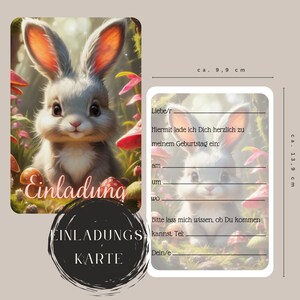 Einladung Kindergeburtstag Hase, Geburtstagseinladung, Personalisierbar, 5/10 Einladungskarten, Hase, Geburtstag Kinder, Häschen, DinA6