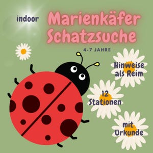 Caccia al tesoro coccinella, caccia al tesoro da stampare, compleanno bambini, al chiuso, 4-7 anni, idea gioco compleanno, primavera, al chiuso