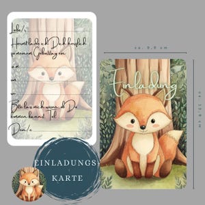 Einladung Kindergeburtstag, Geburtstagseinladung, Personalisierbar, 5/10 Einladungskarten, Fuchs, Füchse, Geburtstag Kinder, Set, A6, Wald