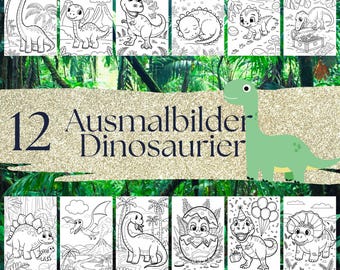 Dinosaur coloring pages, dinos, children, painting, crafts, DIY, party favors, coloring pages, coloring, gift, birthday ideas, painting station, Urz