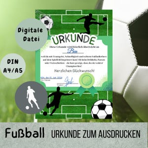 Football certificate, tournament, children&#39;s birthday, football certificates, treasure hunt, birthday, party favor, award, instant print, Din A4 A5