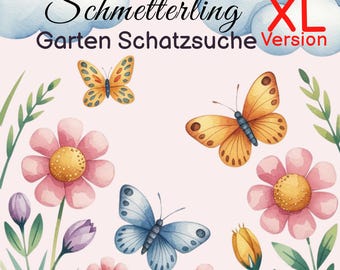 Butterfly Treasure Hunt Printable – Garden Scavenger Hunt for Children's Birthday Parties, Outdoor Game for Ages 4/5/6/7/8, Outdoor Adventure, Certificate