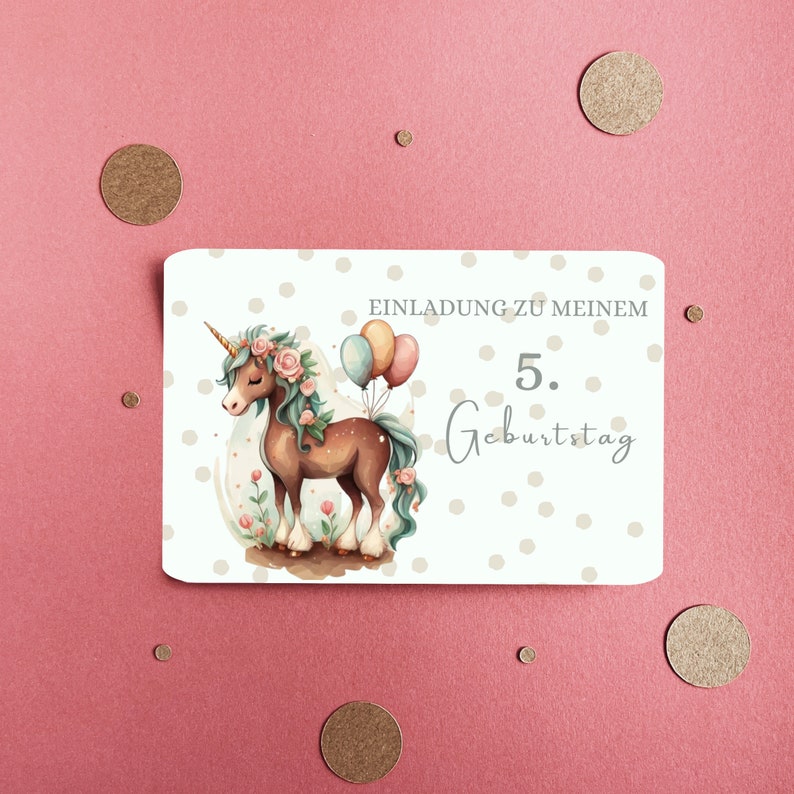 Einladung Kindergeburtstag, Geburtstagseinladung, Einhorn, Einladungskarten, Geburtstag Kinder, Karten, 1. Geburtstag, Boho, Personalisiert bild 4