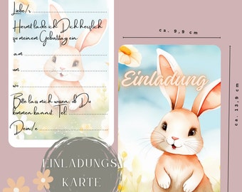 Invitation anniversaire enfant, invitation anniversaire, personnalisable, cartes d'invitation 5/10, lapin, anniversaire enfant, bunny, DinA6