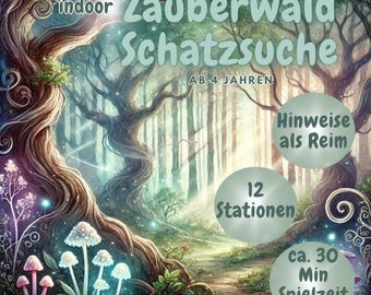 Búsqueda del tesoro en el bosque encantado, búsqueda del tesoro imprimible, fiesta de cumpleaños infantil, interior, edades 4-6, juegos de cumpleaños, digital, bosque, certificado, interior