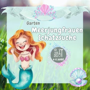 Mermaid Treasure Hunt Printable – Garden Scavenger Hunt for Children’s Birthday Parties, Outdoor Activities for 4-7 Year Olds, Underwater Adventures, Certificate