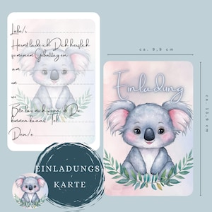 Einladung Kindergeburtstag, Geburtstagseinladung, Personalisierbar, 5/10 Einladungskarten, Koala, Geburtstag Kinder, Bär, Koalabär, Eukalypt