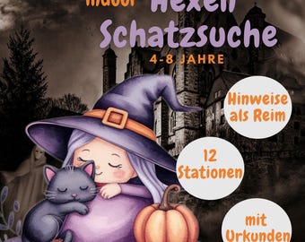 Witch's Treasure Hunt, Printable Scavenger Hunt, Children's Birthday Party, Indoor, Ages 4-8, Games for Birthdays, Halloween, Certificate, Game, PDF