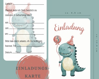 Einladung Kindergeburtstag, Geburtstagseinladung, Dinosaurier, Einladungskarten, Geburtstag Kinder, Karten, Erster Geburtstag, Dino Party