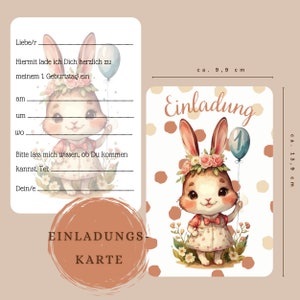 Children's birthday invitation, birthday invitation, personalized, invitation card, bunny, children's birthday, first birthday, boho, bunny