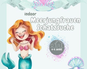 Mermaid treasure hunt, printable scavenger hunt, children's birthday party, indoor, 4-8 years, idea games birthday, indoors, digital PDF
