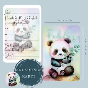 Einladung Kindergeburtstag, Geburtstagseinladung, Panda, Personalisierbar, Einladungskarten, 5/10 Stück, Bär, Pandabär, Tierparty, Eukalyptu