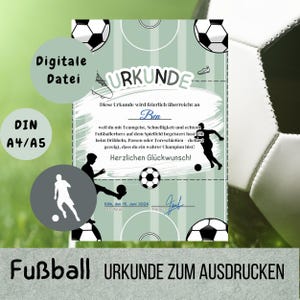 Football certificate, tournament, children&#39;s birthday, football certificates, treasure hunt, birthday, party favor, award, instant print, Din A4 A5