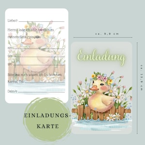 Einladung Kindergeburtstag, Geburtstagseinladung, Ente, Küken, Tiere, Personalisierbar, 5/10 Karten, Bauernhof, Natur, Entchen, DinA6