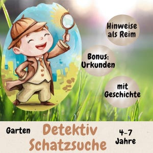 Detective Treasure Hunt to Print - Exciting scavenger hunt for the garden, children&#39;s birthday & outdoor adventure 4-7 years including certificate